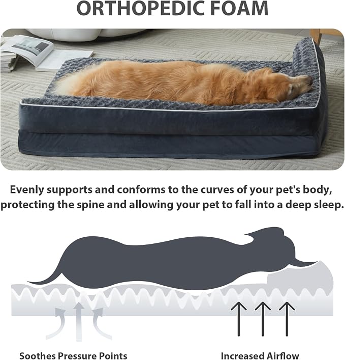 BFPETHOME Extra Large Orthopedic Dog Bed, L-Shaped Pet Bed - Image 7