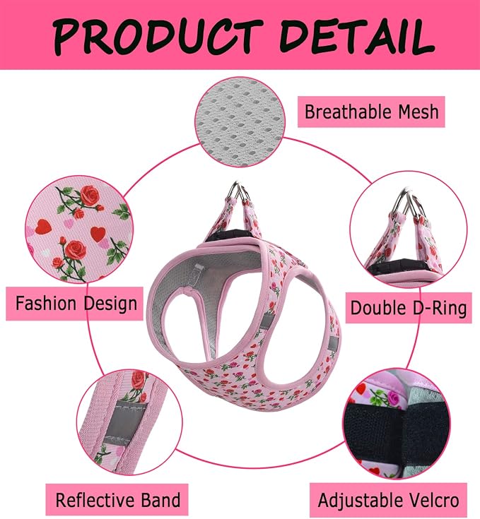 Moonpet Step in Valentine's Day Dog Harness Leash Set- All Weather Reflective - Image 2