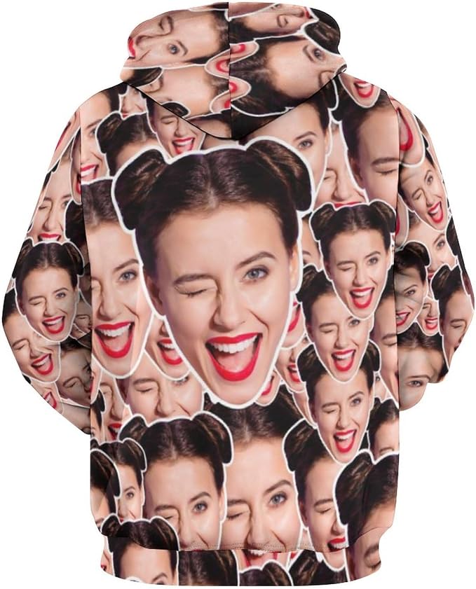 Artsadd Custom Face Unisex athletic Pockets Sweatshirt Loose Hoodie Custom - Image 4