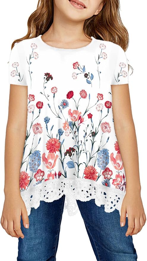 storeofbaby Girls Casual Tunic Tops Short Sleeve Loose Soft Blouse T-Shirt by storeofbaby