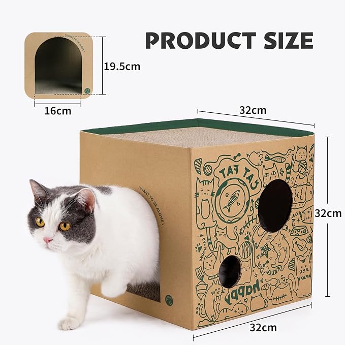 Cardboard Cat House with 2 Story Scratch Pads - Image 4