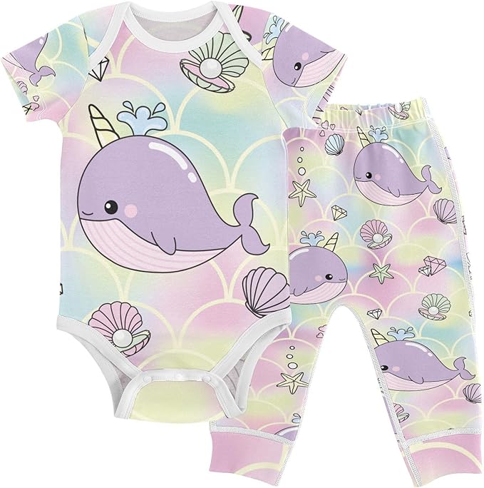 Baby Clothes Set Infant Bodysuits Pants Sets 0-24M by KICPOAY