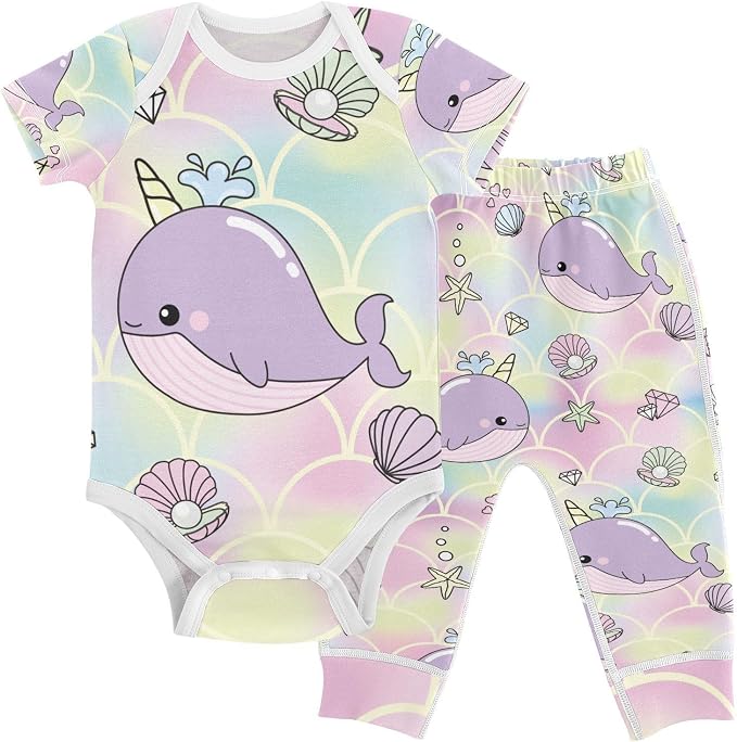 Baby Clothes Set Infant Bodysuits Pants Sets 0-24M by KICPOAY
