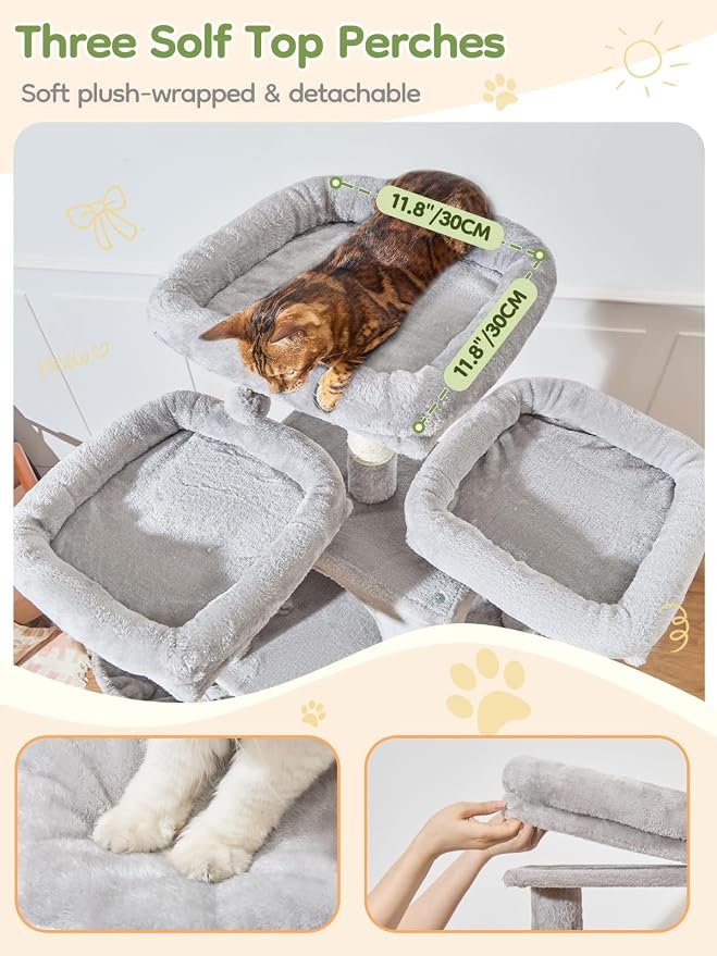 Taoqimiao 76-Inch Cat Tree XXL for Large Cats, Giant Cat Tower - Image 3