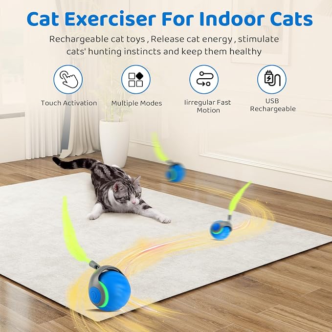 Interactive Cat Toys for Indoor Cats​​-​​Rechargeable​​ Moving ​​Cat Toy Ball​​ - Image 3