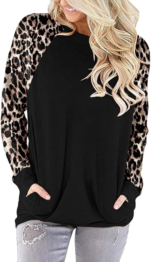 Akihoo Womens Casual Long Sleeve Tunic Tops Crew Neck Shirt Blouses - Image 3