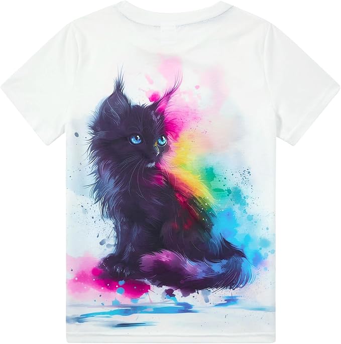 Funnycokid Girls Shirts Cat T Shirt Size 5-12 Clothes - Image 4
