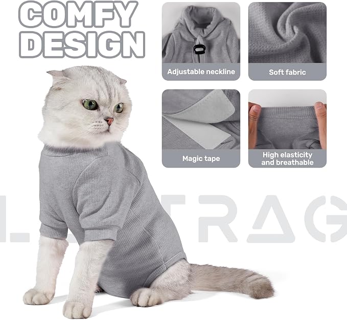 Breathable Cat Recovery Suit for Female/Male, Anti-Licking Kitten Onesie - Image 4
