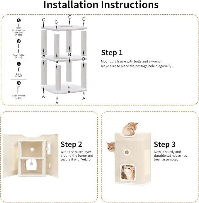 Cat House, Cat Beds for Indoor Cats, 2-Story Cat Condo Cube - Image 7