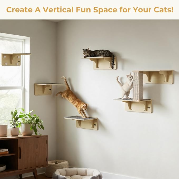 Pecute 2-in-1 Cat Window Perch & Wall Shelves, Cat Hammock Window - Image 8