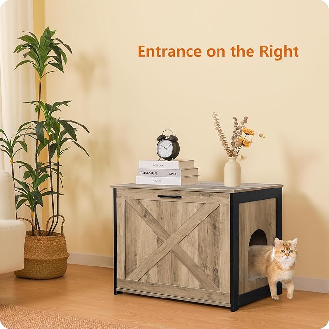 Dwanton Cat Litter Box Furniture Hidden, Cat Litter Box Enclosure, Reversible - Image 2