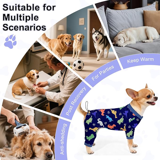 Bienbee Dog Pajamas, 4 Pack Dog Recovery Suit Shedding Suit Cute Soft Puppy - Image 7