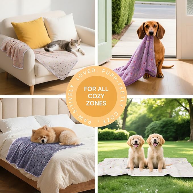 1 Pack 6 Blankets Dog Cat Soft Fluffy Fleece Pet Blanket Warm Cute Print Design - Image 3