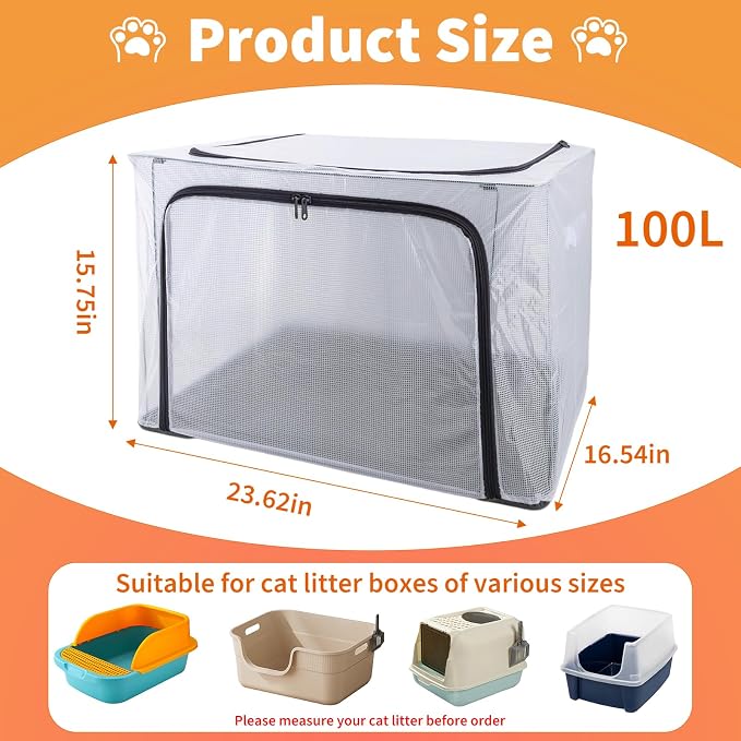 Cat Litter Box Cover with Front and Top Flip-Up Lid, Foldable Waterprof Cat - Image 2