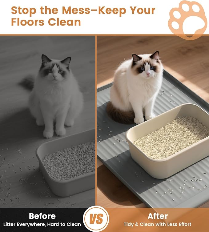 Cat Litter Mat 36x24 Inch, Silicone Litter Box Mat - Image 4