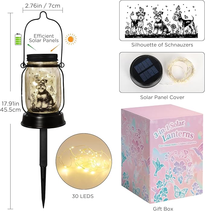 kyoryuger Schnauzer Gifts for Women/Men Schnauzer Solar Lanterns Dog Mom - Image 7