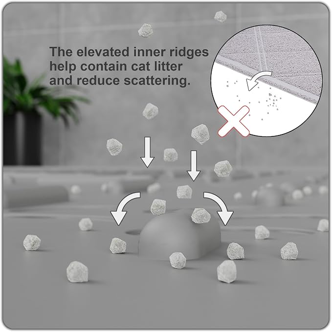 OHMO Cat Litter Mat XXL Trapping Mat Premium Silicone Rubber 37.5x25.2 Grey - Image 3