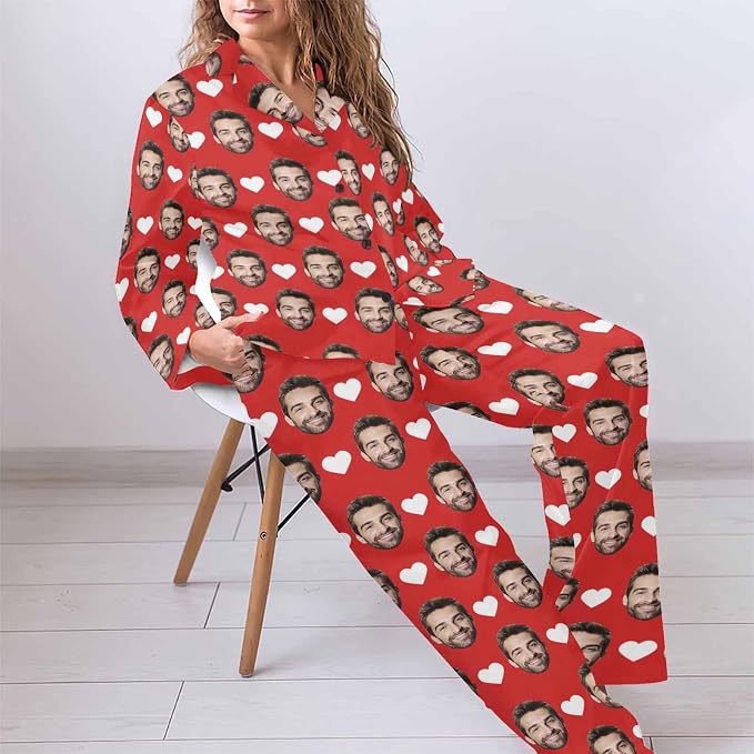 MyPupSocks Custom Face Pajamas for Women Set, Personalized Photo Long Sleepwear - Image 5