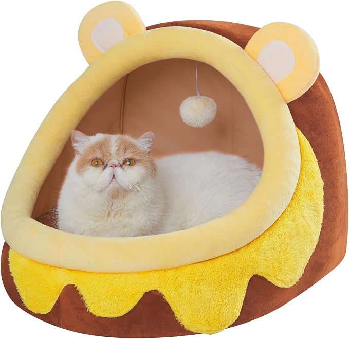 Jiupety Cute Cat Bed for Indoor, Cats Warm Soft Cave Fit for 11-17 lb Cats and by JIUPETY