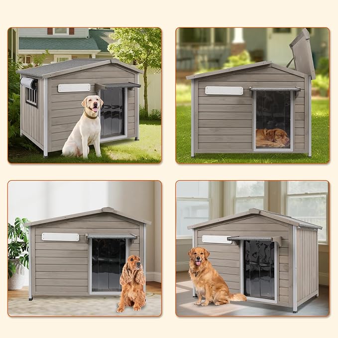 PetsCosset 40.2" L Large Dog House Outdoor & Indoor, Fir Wood Dog Kennel - Image 8