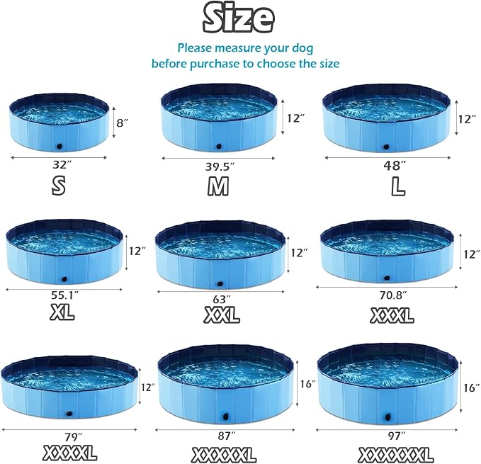 Jasonwell Foldable Dog Pool Collapsible Hard Plastic Swimming Pool Portable Kiddie/Pet Pool Doggie Wading Pool Bath Tub for Puppy Small Medium Large Dogs Cats and Kids 71" - Image 7