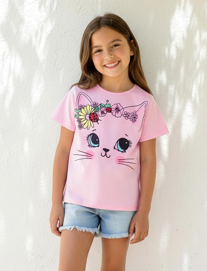 PATPAT Girls Crewneck Short Sleeve Graphic Tees Animal Print Shirts Cute Summer - Image 5