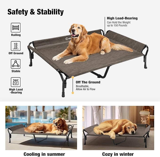 Veehoo Cooling Elevated Dog Bed, XL Raised Pet Cot - Image 6