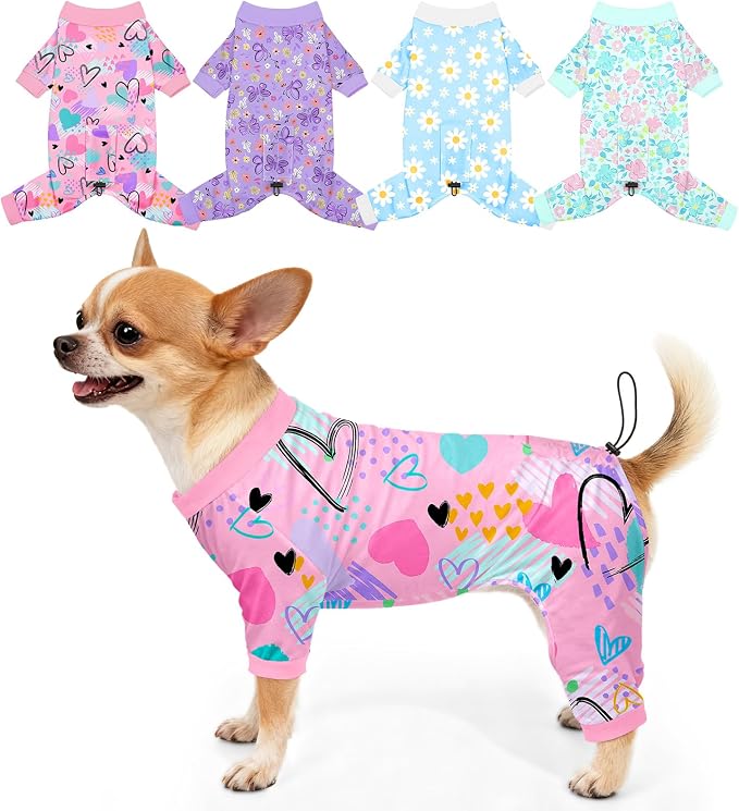 Bienbee Dog Pajamas, 4 Pack Dog Recovery Suit Shedding Suit Cute Soft Puppy by Bienbee