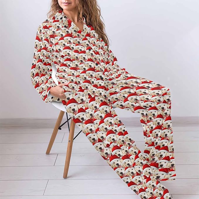 MyPupSocks Custom Face Pajamas for Women Set, Personalized Photo Long Sleepwear - Image 5