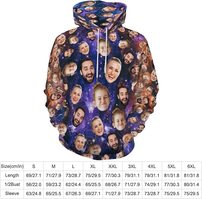 Artsadd Custom Face Unisex athletic Pockets Sweatshirt Loose Hoodie Custom - Image 3