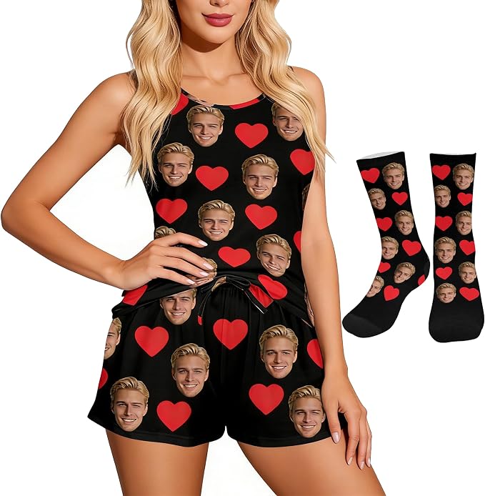 Artsadd Custom Pajamas for Women Men Family, Personalized Face Pjs Pajama Pants by Artsadd