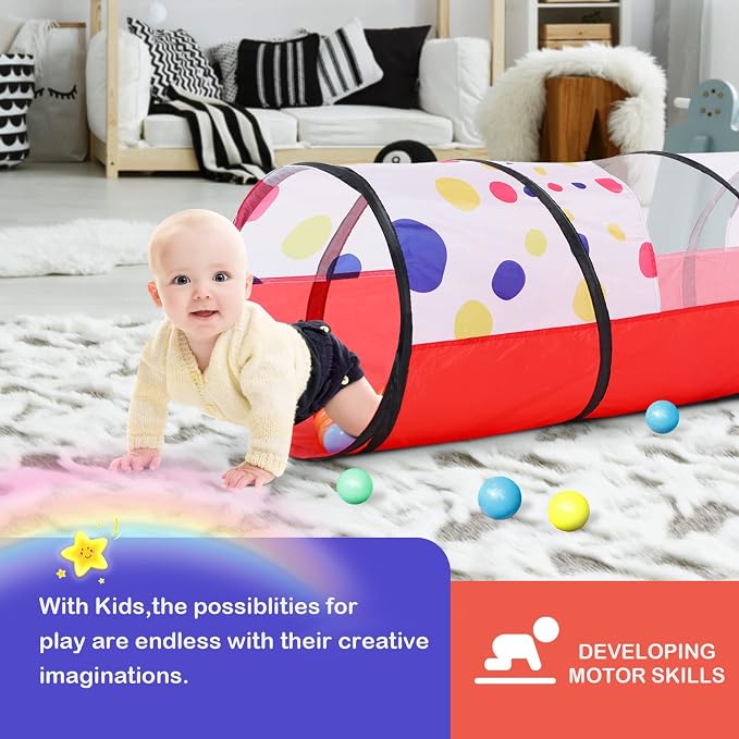 PigPigPen Kids Tunnel for Toddlers, Pop Up Play Tunnel Tent for Babies or Dogs - Image 2