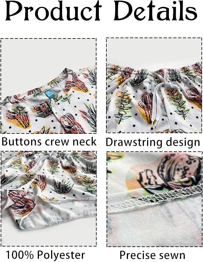 Custom Short Pajamas Set with Face Photo Women‘s Sleepwear Tee Personalized PJ - Image 6