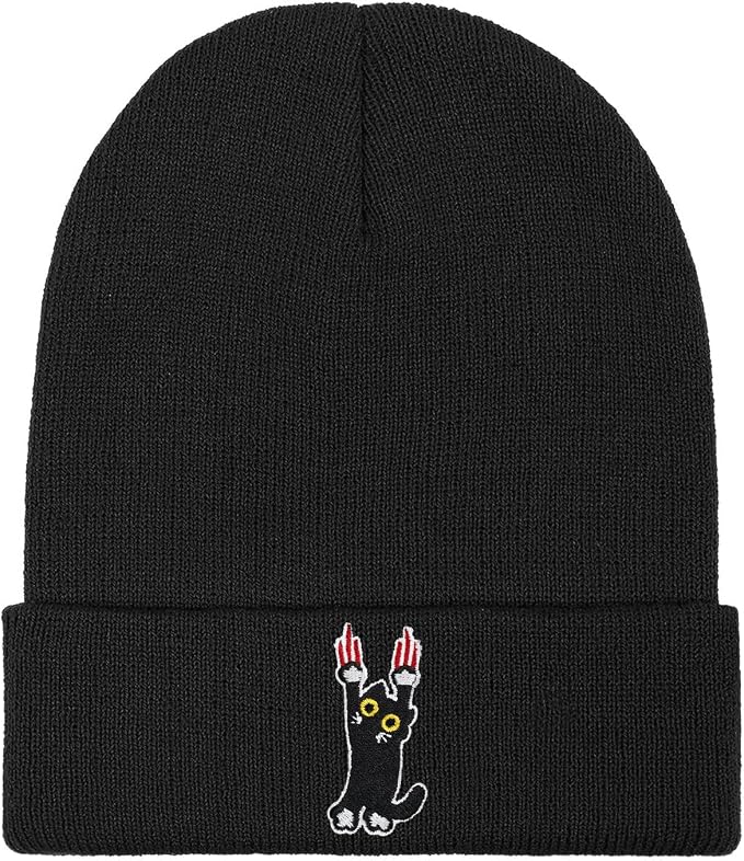 Funny Beanies Warm Knit Hats Fall Winter Black Hip Pop Knit Hat Cap by PBGTYWD