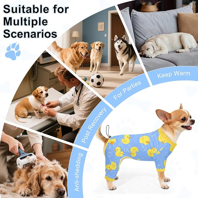 Bienbee Dog Pajamas, 4 Pack Dog Recovery Suit Shedding Suit Cute Soft Puppy - Image 7