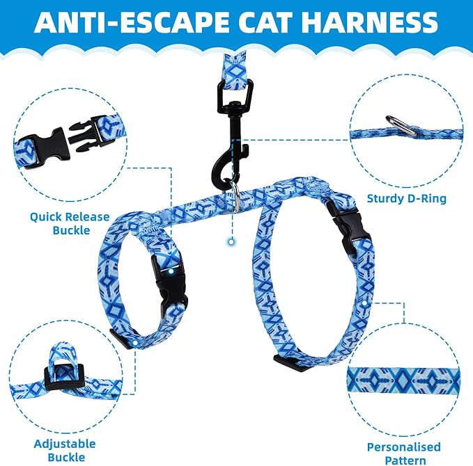 PAWCHIE Cat Harness and Leash Set, Cats Escape Proof-Adjustable Kitten Harness - Image 2
