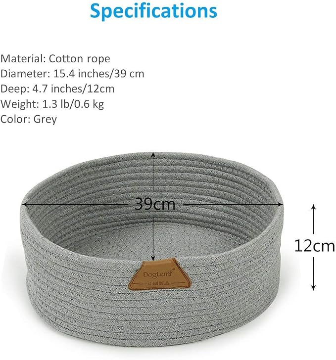 Cat Bed Basket Nest Round Cotton Rope Woven Warm Medium, Pet Sleeping Bed House - Image 2