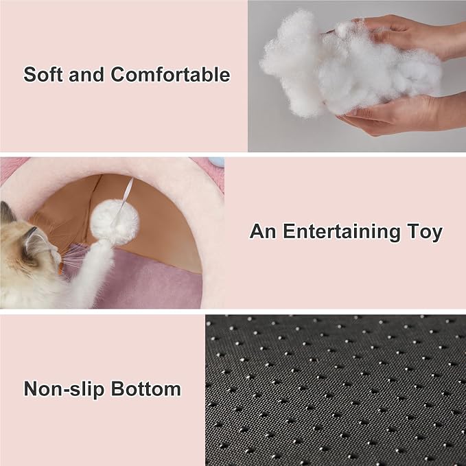 Jiupety Cute Cat Bed for Indoor, Cats Warm Soft Cave Fit for 6-10 lb Cat - Image 6