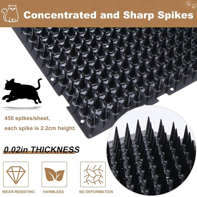 10 Packs Scat Mat for Cats, 13X16 inches Pet Deterrent Spikes, Indoor Outdoor - Image 4