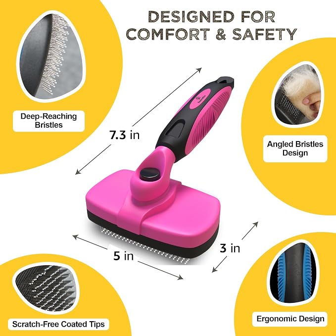 Deshedding Dog Brush for Shedding – Self Clean Cat Brush Deshedding & Grooming - Image 6