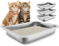 Fhiny 4Pack Stainless Steel Kitten Litter Box, Small Size Low Entry Metal Cat by Fhiny