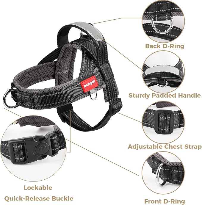 No Pull Dog Harness with Handle, Corgi Adjustable Reflective Dog Vest, - Image 3