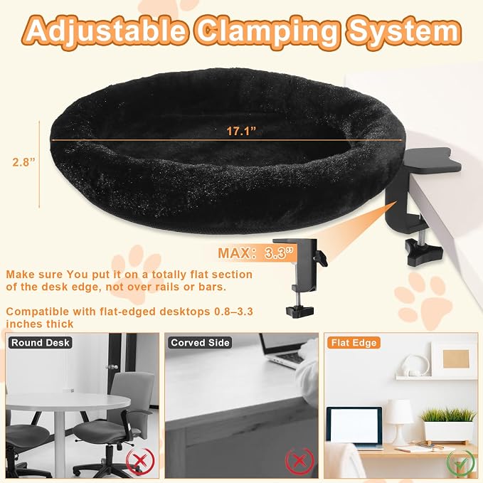 Cat Desk Bed - Ergonomic cat Desk Perch Clamp - Image 4
