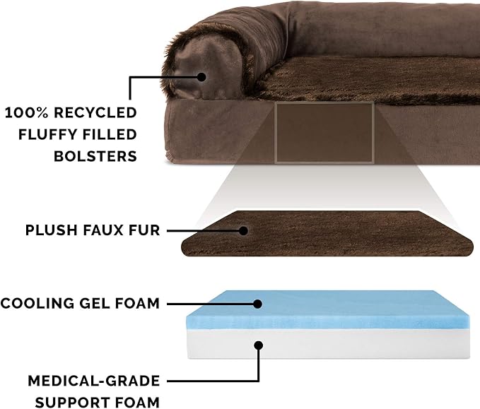 Furhaven Cooling Gel Dog Bed for Large Dogs w/ Removable Bolsters & Washable - Image 3