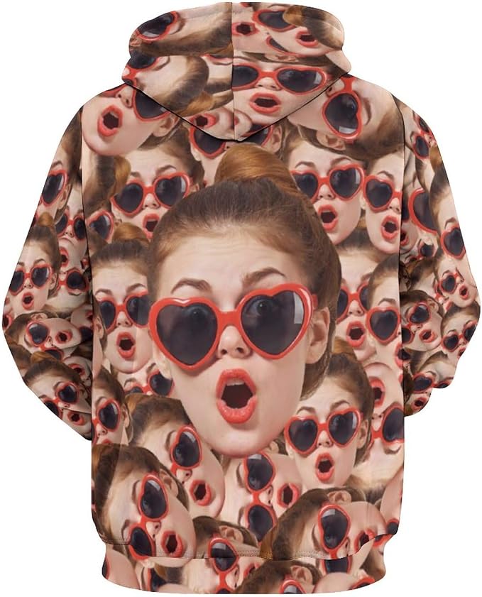 Artsadd Custom Face Unisex athletic Pockets Sweatshirt Loose Hoodie Custom - Image 4