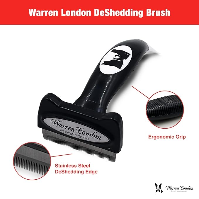 Warren London Deshedding Brush for Medium Dogs, Short Hair | 2.5″ Stainless - Image 3