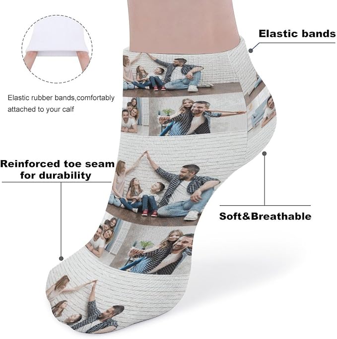 Personalized Ankle Socks with Face Custom Photo Socks Low Cut Ankle Socks - Image 4