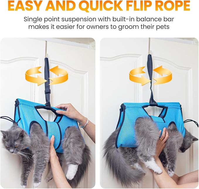 Pet Grooming Hammock for 5-11 lbs Pets, Door-Hook Hanging - Image 4
