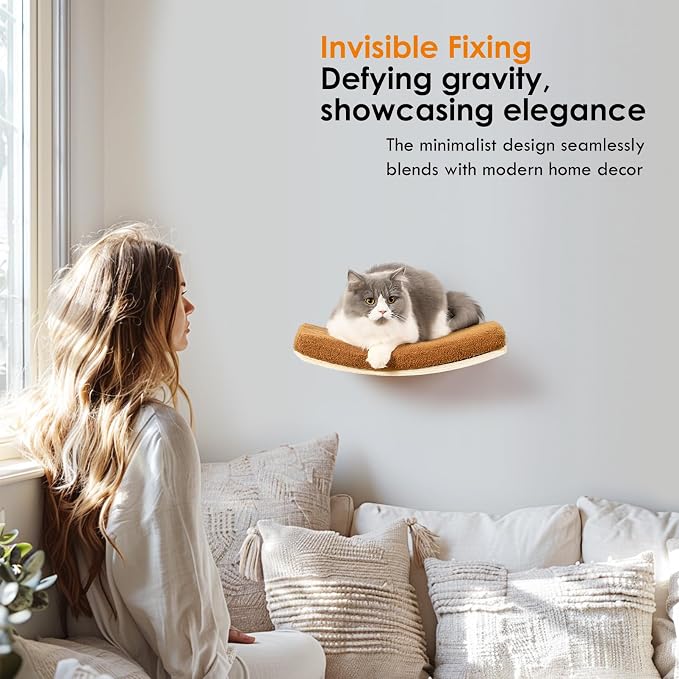 Curved Cat Wall Shelves and Perches, Floating Cat Wall Bed Furniture - Image 5