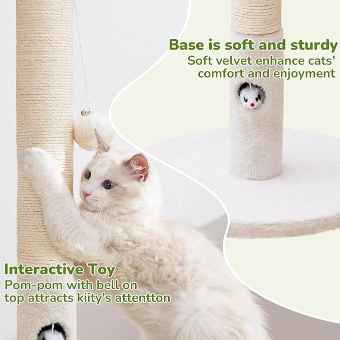 Cat Scratching Post for Kitten, 23in Tall Cute Small Cat Scratching Post - Image 4